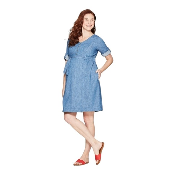 Isabel Maternity Denim Dress - Size Medium - Picture 1 of 14